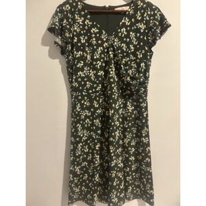 Ann Taylor Loft Dress Womens Size‎ 6 Green Wildflower Print Flutter Sleeve Wrap